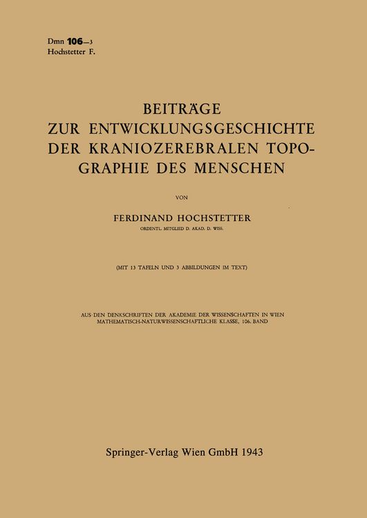 Produktbild: Beitr&auml;ge zur Entwicklungsgeschichte der Kraniozerebralen Topographie des Menschen