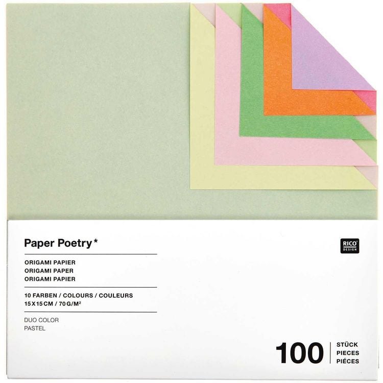 Produktbild: Origami Duo Color, Pastel MIX, 15 x 15 cm, 100 Blatt