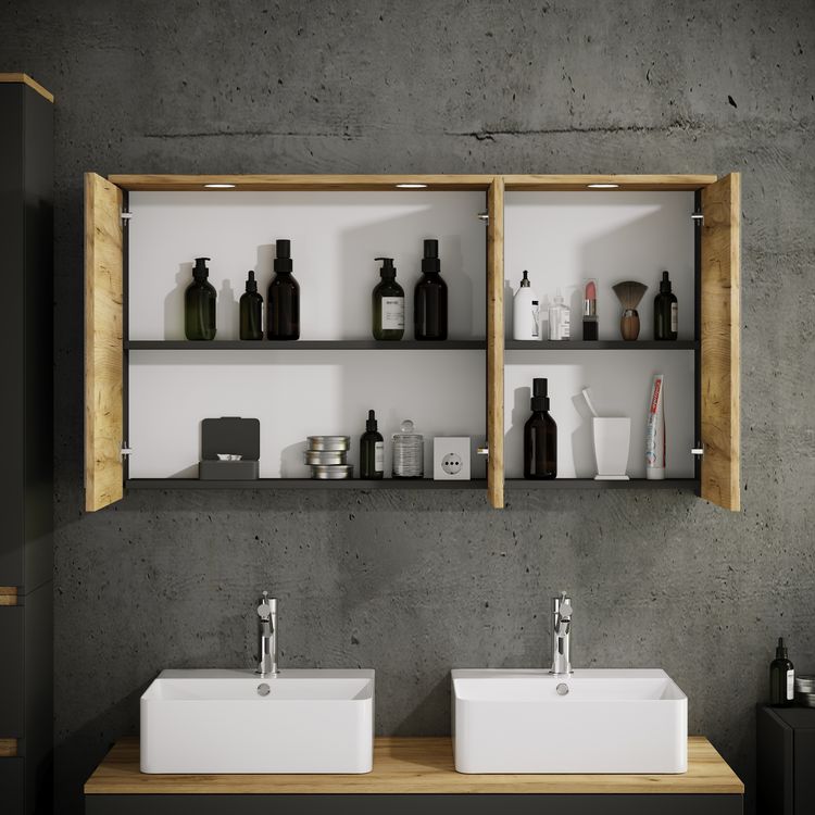 Produktbild: LED Bad Spiegelschrank Steckdose 59x110x23 Cosila