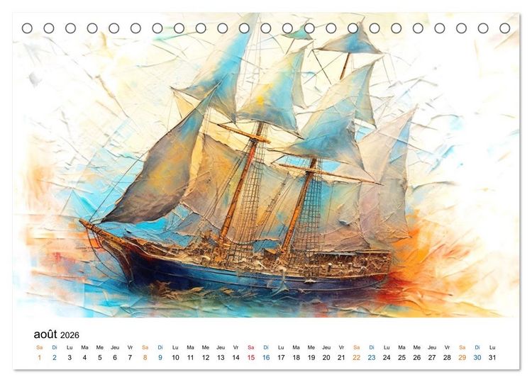 Produktbild: Sc&egrave;nes &eacute;piques de voiliers (Calendrier de bureau 2026 DIN A5 vertical), CALVENDO calendrier mensuel
