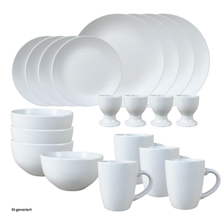 Produktbild: NTK-Collection 20-teiliges Tafelservice in Wei&szlig; Geschirr-Set f&uuml;r 4 Personen