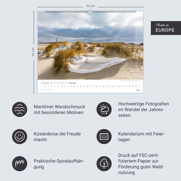Produktbild: K&uuml;stenland Kalender 2027 - Meer erleben