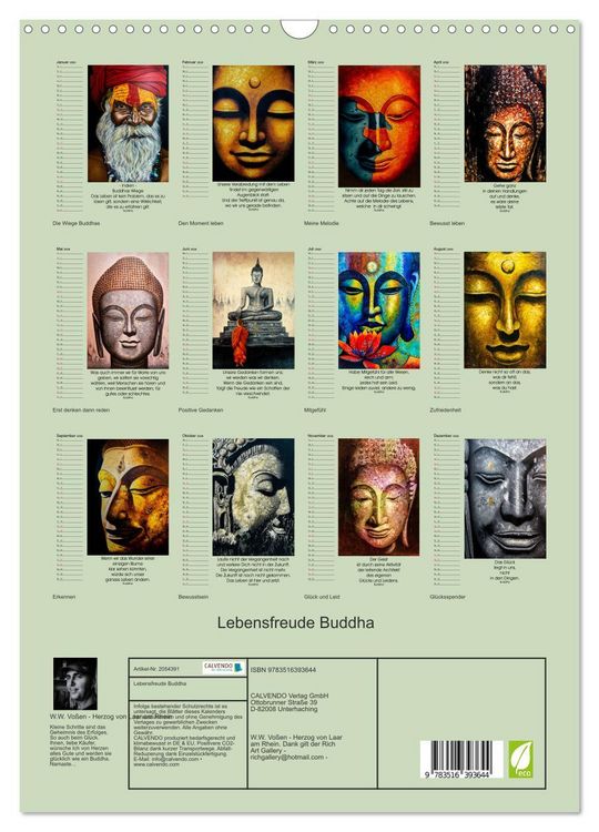 Produktbild: Lebensfreude Buddha (Wandkalender 2026 DIN A3 hoch), CALVENDO Monatskalender