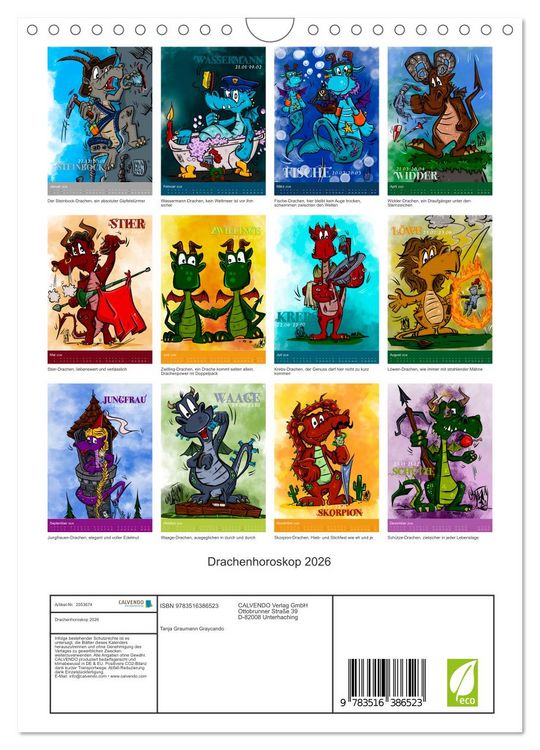 Produktbild: Drachenhoroskop 2026 (Wandkalender 2026 DIN A4 hoch), CALVENDO Monatskalender