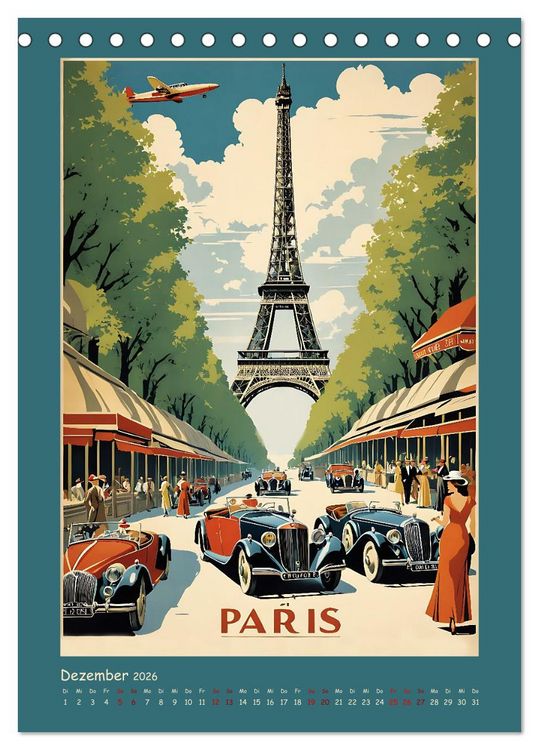 Produktbild: City Travel Poster - nostalgische St&auml;dtereise um die Welt (Tischkalender 2026 DIN A5 hoch), CALVENDO Monatskalender