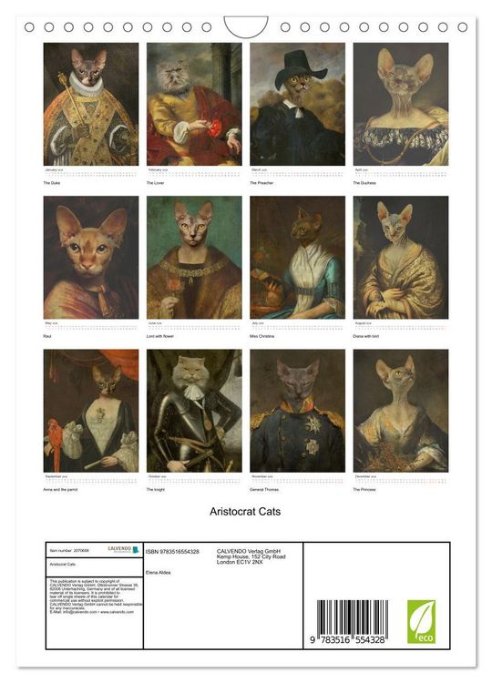 Produktbild: Aristocrat Cats (Wall Calendar 2026 DIN A4 portrait), CALVENDO 12 Month Wall Calendar