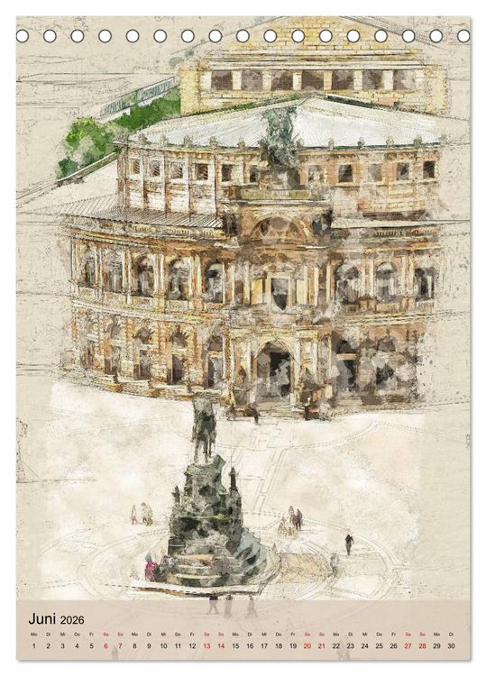 Produktbild: Dresden wie gemalt (Tischkalender 2026 DIN A5 hoch), CALVENDO Monatskalender