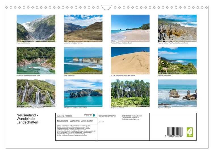 Produktbild: Neuseeland - Wandelnde Landschaften (Wandkalender 2026 DIN A3 quer), CALVENDO Monatskalender