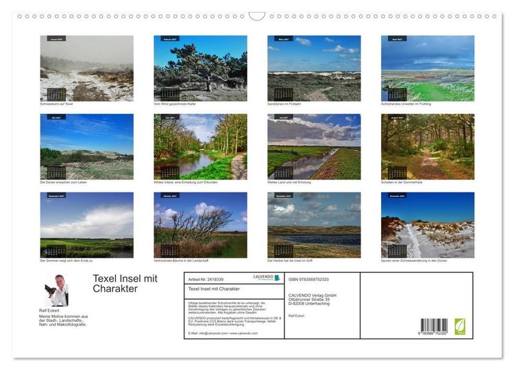 Produktbild: Texel Insel mit Charakter (Wandkalender 2027 DIN A2 quer), CALVENDO Monatskalender
