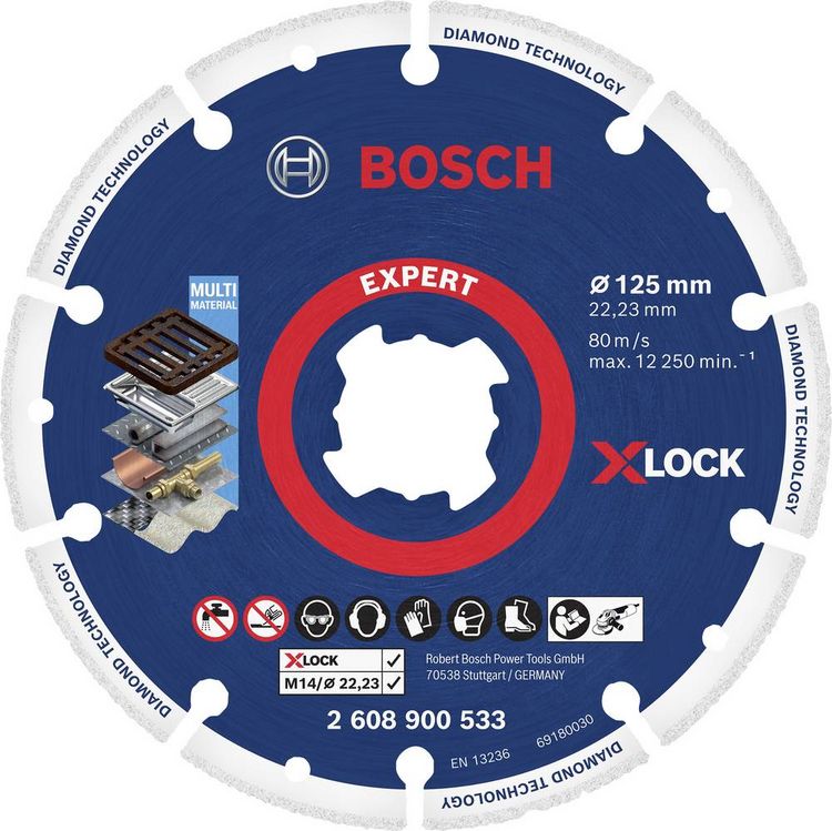 Produktbild: Bosch Accessories 2608900533 X-LOCK Diamanttrennscheibe Durchmesser 125 cm Bohrungs-&Oslash; 22.23 mm Metall 1 St.