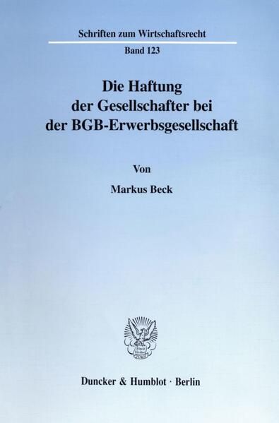 Produktbild: Die Haftung der Gesellschafter bei der BGB-Erwerbsgesellschaft.