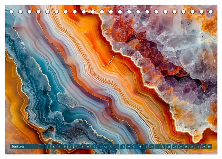 Produktbild: Achat-Rhapsodie - Farbige Flussl&auml;ufe in Bandachaten und Quarz (Tischkalender 2026 DIN A5 quer), CALVENDO Monatskalender