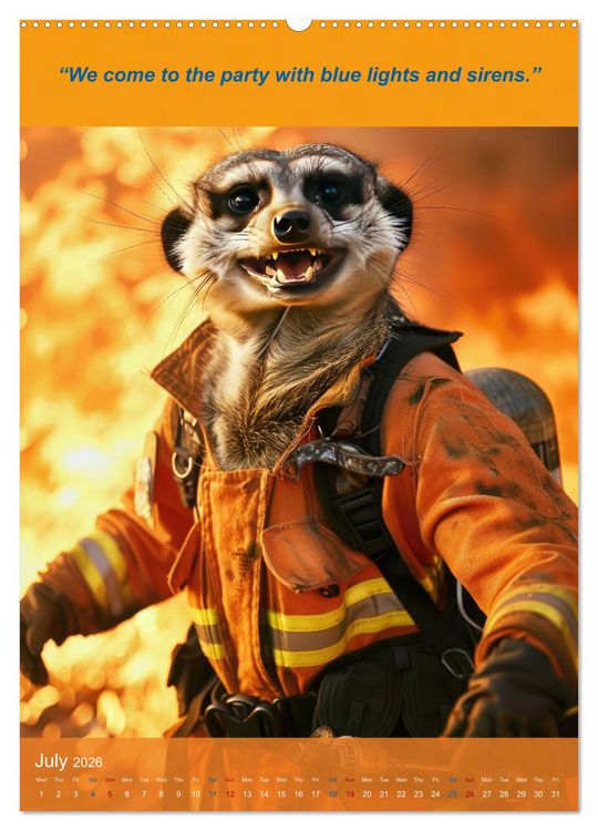 Produktbild: The beastly funny firefighters (High Quality Premium Wall Calendar 2026 DIN A2 portrait),CALVENDO 12 Month Wall Calendar