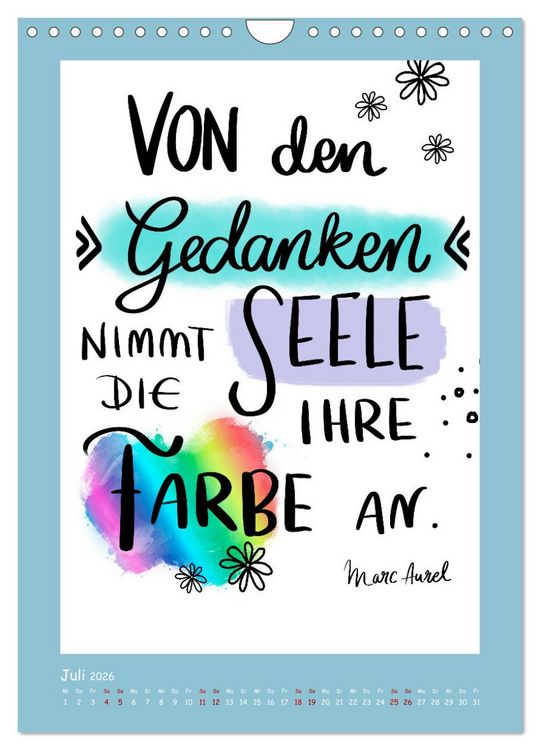 Produktbild: Nachgedacht-Spr&uuml;che und Zitate (Wandkalender 2026 DIN A4 hoch), CALVENDO Monatskalender
