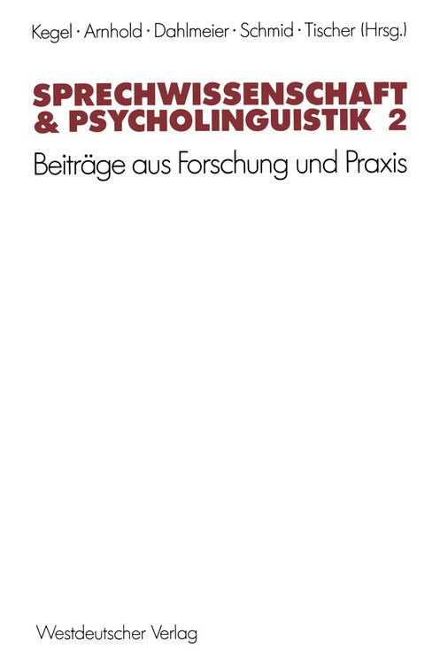 Produktbild: Sprechwissenschaft & Psycholinguistik 2