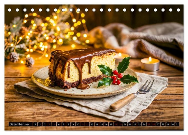 Produktbild: K&auml;sekuchen Kalender - K&ouml;stliche Dessertmomente (Tischkalender 2027 DIN A5 quer), CALVENDO Monatskalender