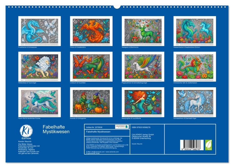 Produktbild: Fabelhafte Mystikwesen (hochwertiger Premium Wandkalender 2026 DIN A2 quer), Kunstdruck in Hochglanz