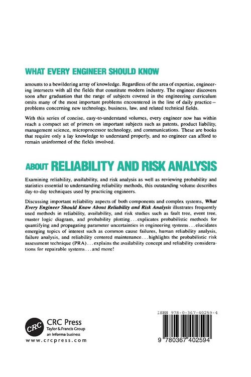 Produktbild: What Every Engineer Should Know about Reliability and Risk Analysis