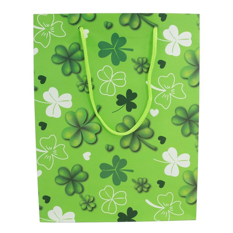 Produktbild: Idena Geschenktasche Gl&uuml;cksklee gr&uuml;n 25x35x8cm 128g/m&sup2;
