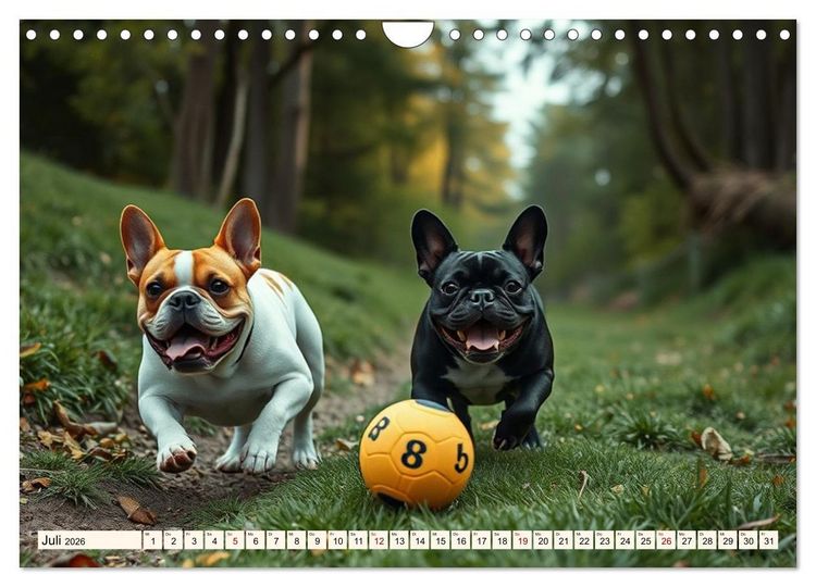 Produktbild: Frenchies in Spiellaune (Wandkalender 2026 DIN A4 quer), CALVENDO Monatskalender