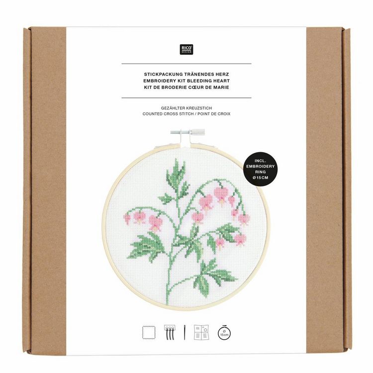 Produktbild: Stickpackung Gez&auml;hlter Kreuzstich, Tr&auml;nendes Herz,&Oslash; 15 cm