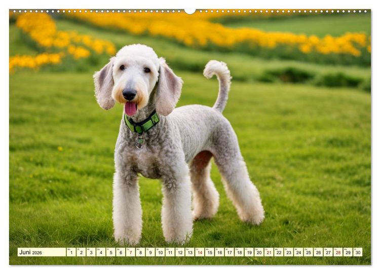 Produktbild: Bedlington Terrier - Hunde im Schafspelz (hochwertiger Premium Wandkalender 2026 DIN A2 quer), Kunstdruck in Hochglanz
