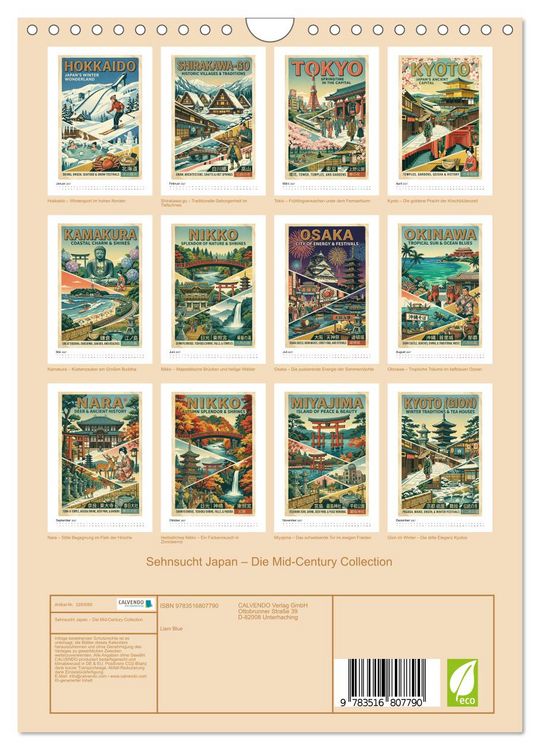 Produktbild: Sehnsucht Japan &ndash; Die Mid-Century Collection (Wandkalender 2027 DIN A4 hoch), CALVENDO Monatskalender