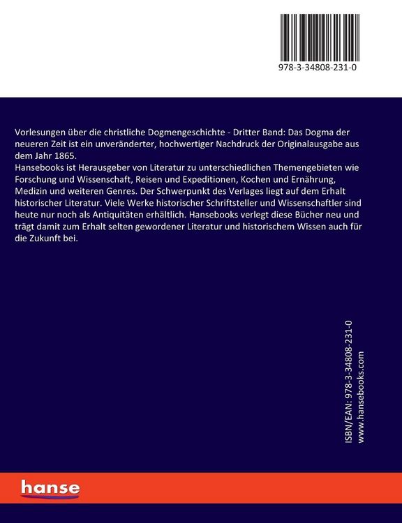 Produktbild: Vorlesungen &uuml;ber die christliche Dogmengeschichte