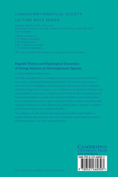 Produktbild: Ergodic Theory and Topological Dynamics of Group Actions on Homogeneous Spaces