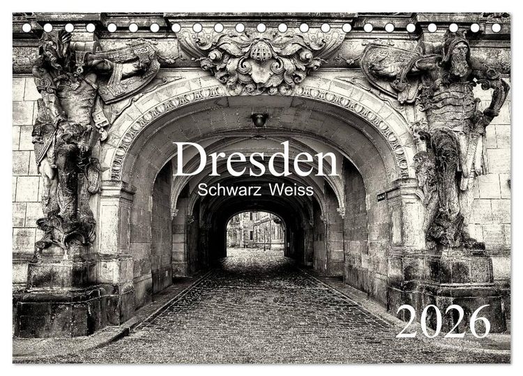 Produktbild: Dresden Schwarz Weiss 2026 (Tischkalender 2026 DIN A5 quer), CALVENDO Monatskalender