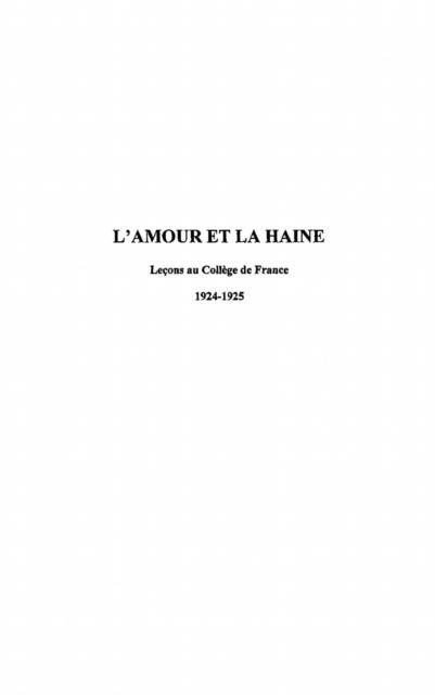 Produktbild: L'amour et la haine