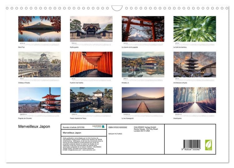 Produktbild: Merveilleux Japon (Calendrier mural 2026 DIN A3 vertical), CALVENDO calendrier mensuel