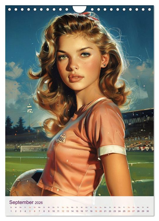 Produktbild: Frauenfu&szlig;ball - Old School Poster Style (Wandkalender 2026 DIN A4 hoch), CALVENDO Monatskalender