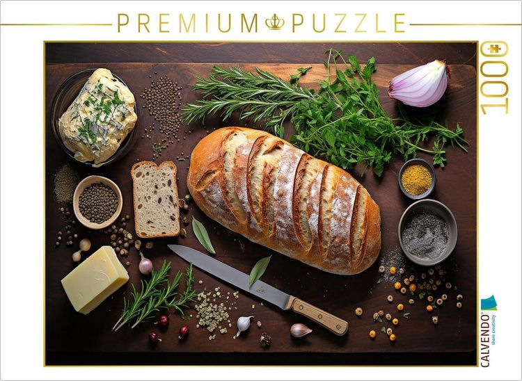 Produktbild: CALVENDO Puzzle Leckeres Brot mit Kr&auml;utern | 1000 Teile Lege-Gr&ouml;&szlig;e 64x48cm Foto-Puzzle f&uuml;r gl&uuml;ckliche Stunden