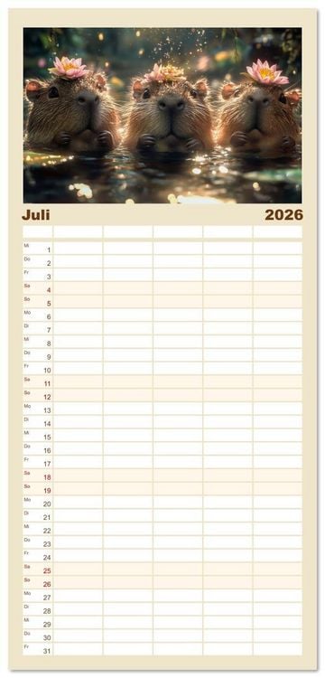 Produktbild: Familienplaner 2026 - Augen wie Kn&ouml;pfe mit 5 Spalten (Wandkalender, 21 x 45 cm) CALVENDO