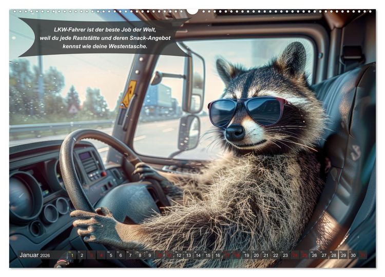 Produktbild: Tierisch lustige LKW-Fahrer (Wandkalender 2026 DIN A2 quer), CALVENDO Monatskalender