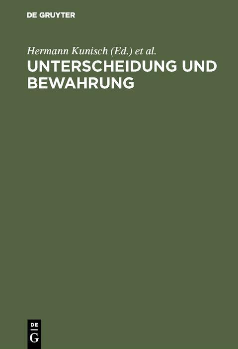 Produktbild: Unterscheidung und Bewahrung