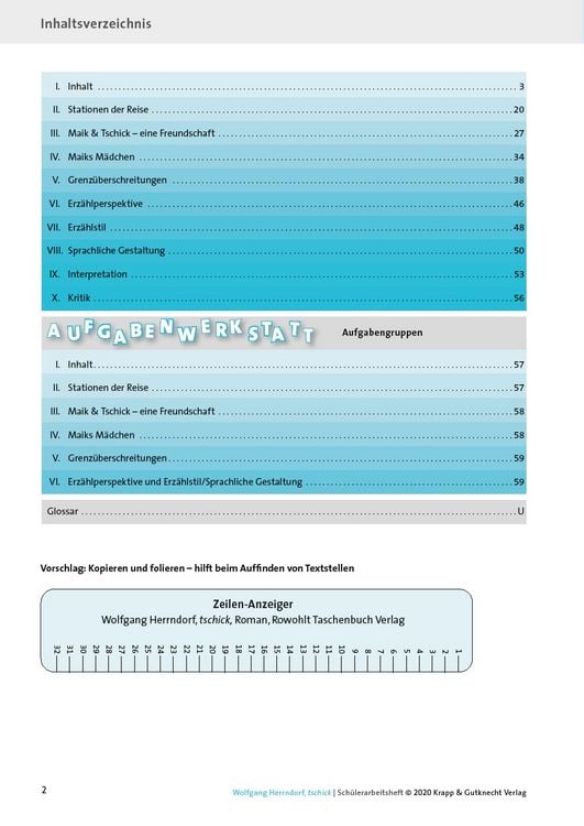 Produktbild: tschick &ndash; Wolfgang Herrndorf &ndash; Sch&uuml;lerarbeitsheft