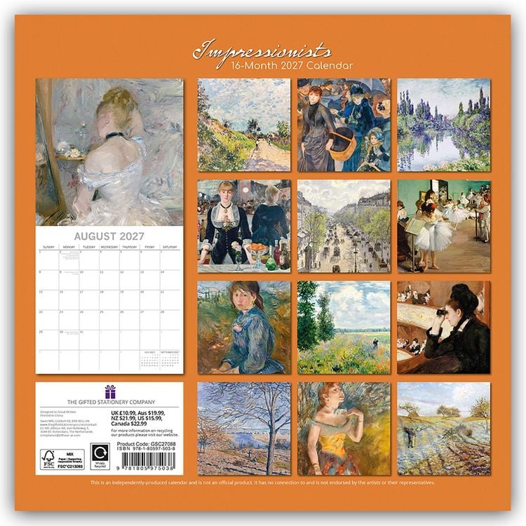 Produktbild: Impressionsts &ndash; Impressionisten &ndash; Impressionismus Kunstkalender 2027 &ndash; 12-Monatskalender