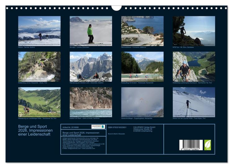 Produktbild: Berge und Sport 2026, Impressionen einer Leidenschaft (Wandkalender 2026 DIN A3 quer), CALVENDO Monatskalender