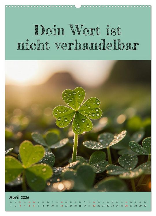 Produktbild: Positiv denken - Kalender f&uuml;r mehr Selbstvertrauen (Wandkalender 2026 DIN A2 hoch), CALVENDO Monatskalender