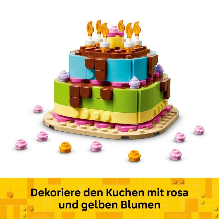 Produktbild: LEGO 40815 Geburtstagstorte, Tischdeko zum Selbergestalten, cooles Geschenkset