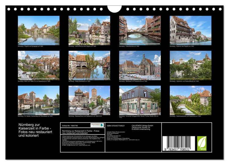 Produktbild: N&uuml;rnberg zur Kaiserzeit in Farbe - Fotos neu restauriert und koloriert (Wandkalender 2026 DIN A4 quer), CALVENDO Monatskalender