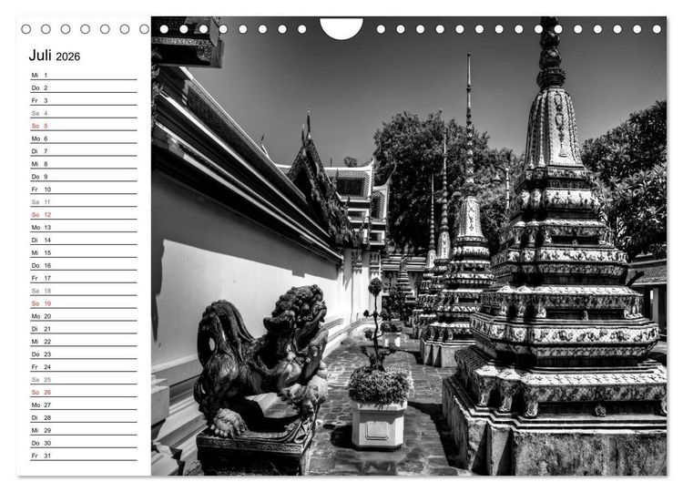 Produktbild: Bangkok Impressionen in Schwarz Wei&szlig; (Wandkalender 2026 DIN A4 quer), CALVENDO Monatskalender
