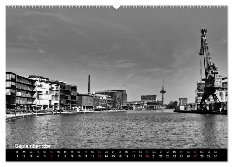 Produktbild: M&uuml;nster in schwarz-wei&szlig; gesehen (hochwertiger Premium Wandkalender 2026 DIN A2 quer), Kunstdruck in Hochglanz