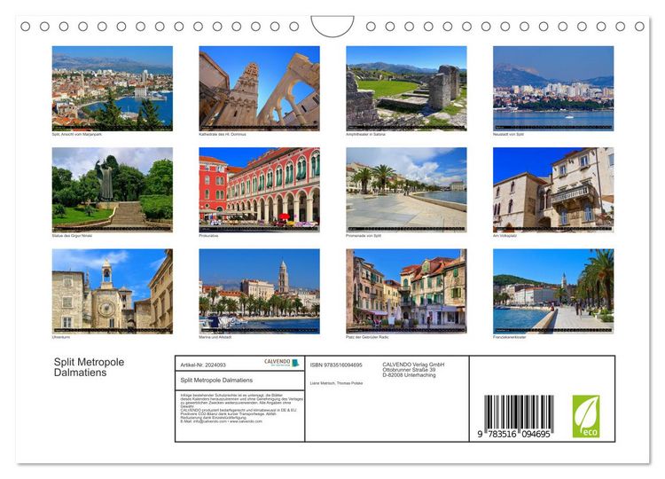Produktbild: Split Metropole Dalmatiens (Wandkalender 2026 DIN A4 quer), CALVENDO Monatskalender