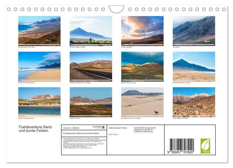 Produktbild: Fuerteventura Sand und bunte Farben (Wandkalender 2026 DIN A4 quer), CALVENDO Monatskalender