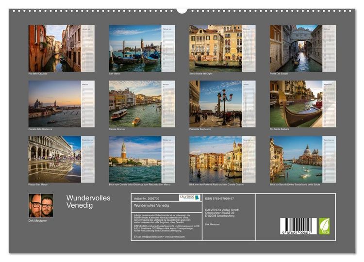 Produktbild: Wundervolles Venedig (hochwertiger Premium Wandkalender 2026 DIN A2 quer), Kunstdruck in Hochglanz