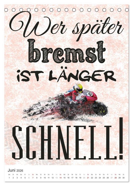 Produktbild: Coole Biker-Spr&uuml;che (Tischkalender 2026 DIN A5 hoch), CALVENDO Monatskalender