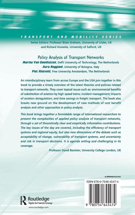 Produktbild: Policy Analysis of Transport Networks